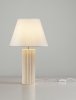 Lampka stołowa nocna podstawa z kamienia przegrzebkowego tkaninowy biały abażur boho rustykalna industrialna VANZURO LE45283 Luces Exclusivas