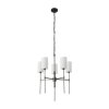 Lampa wisząca metalowa czarna 5-płomienna elegancka klasyczna minimalistyczna tkaninowy biały abażur DARLING ST-9501-5 BLACK Step Into Design