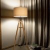 Drewniana Abażurowa Lampa Stojąca Na Trójnogu KLIMT PT1 IDEAL LUX 