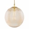 Lampa wisząca 3 płomienna na okragłej podsufitce kule mosiądz ryflowanie miodowa glamour salon jadalnia PALOMA 6311 Argon