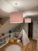 Różowa lampa wisząca dziecięca klasyczna tkaninowy abażur chrom regulacja wysokości MAGIC 4136 Argon