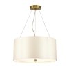 Lampa wisząca 46 cm Pearce 3 źródła światła postarzany mosiądz jedwabny abażur minimalistyczna DL-PEARCE18-3LT-IV-AB ELSTEAD LIGHTING