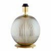 Lampa stołowa lampka nocna elegancka dziewczęca kula ryflowane ciemne dymione szkło różowy abażur satyna mosiądz szczotkowany HAMILTON 8531 Argon