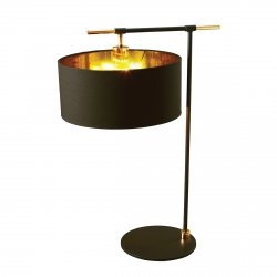 Abażurowa Lampa stołowa nocna retro Balance BALANCE-TL-BKPB Czarna / Polerowany mosiądz
