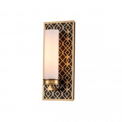 Kinkiet Ziggy - 1 źródło światła - Lakierowane złoto orientalny designerski prostokątny szklany klosz tuba ZIGGY1-LG ELSTEAD LIGHTING