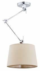 Lampa wisząca nowoczesna elegancka regulowana chromowany stelaż beżowy tkaninowy abażur ZAKYNTOS 3549 Argon