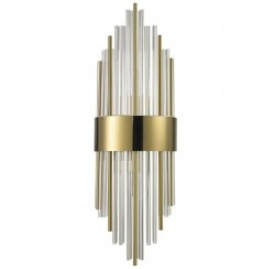 Lampa ścienna kinkiet kryształowe rurki złoty podłużny 60cm glamour designerski elegancki nowoczesny ponadczasowy DRACO ST-88003W-M gold Step Into Design
