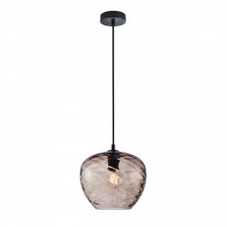 Lampa wisząca Italux Bresco PND-3033-1-BK-CF Czarna Brązowe szkło Koniakowe 1xE27