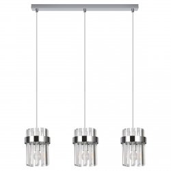 Srebrna lampa wisząca Vetro Light Prestige LP-2910/3L CH nad stół jadalniana glamour