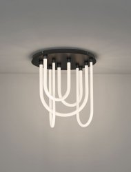 Nowoczesny plafon LED czarny geometryczne zaokrąglone rurki ściemnialny Luces Exclusivas