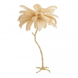 Dekoracyjna nowoczesna beżowa lampa stojąca podłogowa pióra 5 źródeł światła designerska boho EMU ST-DN128-F beige Step Into Design