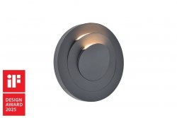 Lampa zewnętrzna kinkiet LED nowoczesna minimalistyczna szara okrągła regulowana MOOV IP54 5137701118 LUTEC