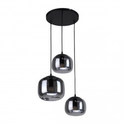 Lampa wisząca potrójna szklana okrągła dekoracyjna czarna w nowoczesnym stylu minimalistyczna Calto PND-67705-3-BK-SG Italux