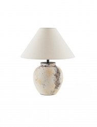 Lampa stołowa nocna ceramiczna podstawa biały tkaninowy abażur minimalistyczna klasyczna uniwersalna BELUNCA LE45282 Luces Exclusivas