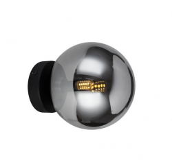 Czarny molekularny kinkiet ścienny szklana kula w kolorze dymiony chrom 12cm BUBBLES WALL SMOKY AZ5881 + AZ5956 Azzardo