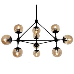Molekularna lampa wisząca czarna bursztynowe klosze kule ASTRIFERO-10 ST-9047-10 amber