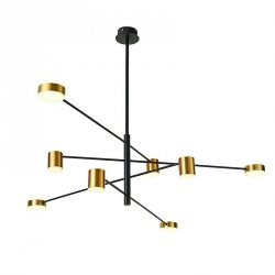 NOWOCZESNA DESIGNERSKA LAMPA WISZĄCA STICKS LED REMDAL ITALUX PND-16374-8-BK-GD-3K CZARNO-ZŁOTA PAJĄK