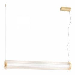 Duża lampa wisząca z ryflowanego transparentnego szkła tuba 120 cm złote detale mosiądz LED HAMPTON 8624 Argon