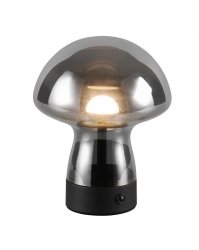 Lampka stołowa nocna czarna LED szklana grzybek designerska nowoczesna dekoracyjna ściemnialna na komodę DOOLEY R54981154 Rl