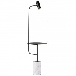 Lampa podłogowa stojąca ze stolikiem LED metalowa czarna marmurowa podstawa designerska nowoczesna VINCENT ST-7027F black Step Into Design