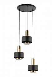 Nowoczesna lampa wisząca plafon potrójna Rif Lux Sigma 40721 czarny/ złoty nad stół jadalniana