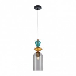 Designerska Lampa Wisząca Szklana Dymiony Klosz BUSCO PND-30263-1C-BRO-SG ITALUX