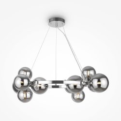 Nowoczesna molekularna lampa wisząca ring szklane przydymione kule chrom regulacja wysokości Dallas MAYTONI MOD545PL-11CH