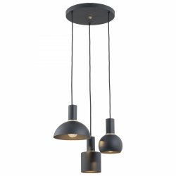 Designerski żyrandol kaskadowy lampa wisząca na okrągłej podsufitce czarny mix kształtów stal SINES 1472 Argon