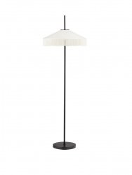 Lampa podłogowa stojąca beżowa tkaninowa abażurowa z frędzlami retro dekoracyjna Luces Exclusivas