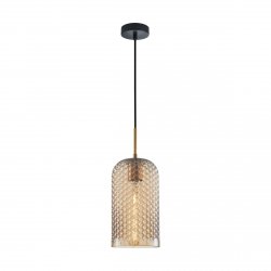 Czarno Złota Lampa Wisząca Dekoracyjny Bursztynowy Szklany Klosz RENTI PND-25205-1S-BK-AMB ITALUX