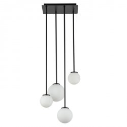 Czarna Lampa Wisząca Minimalistyczna Białe Szklane Klosze TULIA 33503 SIGMA