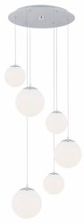 Lampa wisząca fantastyczna designerska szklana duża 6-płomienna opal kule chromowana podsufitka okrągła OPTICA 2530 Argon