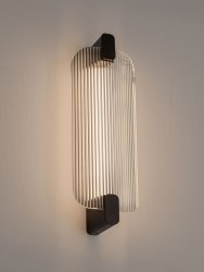 Lampa ścienna kinkiet czarny szklany podłużny LED nowoczesny dekoracyjny do salonu sypialni Luces Exclusivas