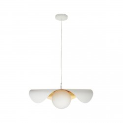 Lampa wisząca ozdobna aluminiowa biała industrialna designerska elegancka mleczny szklany klosz ENZO ST-F22020601-D40 white Step Into Design