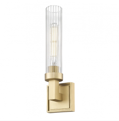 Kinkiet mosiężna tubka z ryflowanego szkła minimalistyczny klasyczny dekoracyjny QUINCY W01866BR Cosmo Light