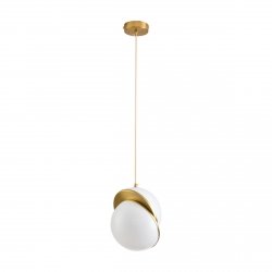 Lampa wisząca ozdobna metalowa biały i mosiądz akrylowy klosz designerska elegancka uniwersalna regulacja wysokości ORBITA DP0067-250 Step Into Design