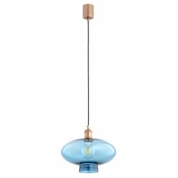 Szklana lampa wisząca TRESCO 8982 Argon Niebieski Miedziane detale