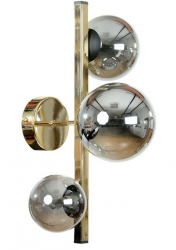 Złoty designerski kinkiet ścienny szklane kule w kolorze dymionym SERENITY 1215 Zumaline