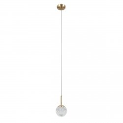 Złota lampa wisząca akrylowa kula przeźroczysta Padri PND-40827-1-HBR-CL Light Prestige