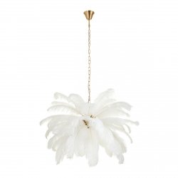  Dekoracyjna nowoczesna biała lampa wisząca pióra 6 źródeł światła designerska boho kula EMU ST-DN127 white Step Into Design