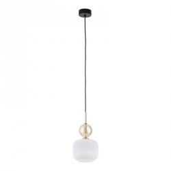 Lampa wisząca szklany klosz z ryflowaniem i dekoracyją kulą designerska uniwersalna SOPHIA 11589 TK-LIGHTING