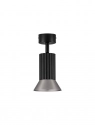 Klasyczna lampa sufitowa plafon aluminiowa na wysięgniku regulowana czarna tuba brązowy dekor ozdobne wgłębienia uniwersalna możliwość ściemniania MARENZO LE45607 Luces Exclusivas