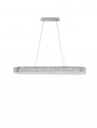 Szara kryształowa lampa wisząca LED podłużny okrąg designerska glamour możliwość ściemniania CANLIRA LE45157 Luces Exclusivas