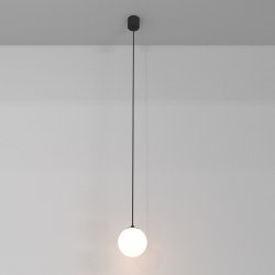 Minimalistyczna elegancka lampa wisząca LED kula czarno-biała regulacja wysokości LUNA MAYTONI P039PL-5W3K-10-B