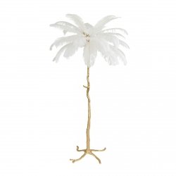 Dekoracyjna nowoczesna biała lampa stojąca podłogowa pióra 5 źródeł światła designerska boho EMU ST-DN127-F white Step Into Design