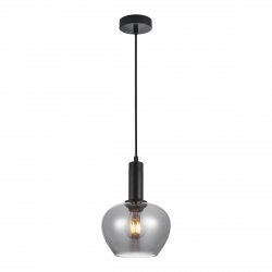Nowoczesna lampa wisząca w kolorze czarnym szklany dymiony klosz nad stół wyspę pojedyncza STABLA PND-30084-1-BK-SG ITALUX
