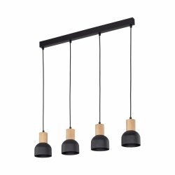 Rustykalna lampa wisząca czarna z elementem drewnianym CAIRO 4896 TK-Lighting listwa nad stół nowoczesna minimalistyczna