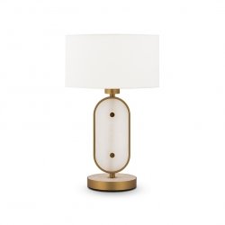 Złota Lampa Nocna Glamour MAYTONI MARMO MOD099TL-01G Marmurowa Lampa Stołowa w Sylu Art Deco