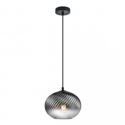 Lampa wisząca Italux Alias PND-3665-1-BK-SG Czarna, Szklany Klosz Dymiony (Smoky)