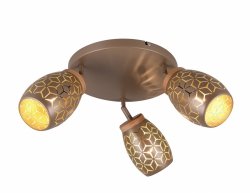 Nowoczesny plafon lampa sufitowa potrójna brązowa regulowane tuby klasyczny w stylu orientalnym metalowa BIDAR R61573365 Rl